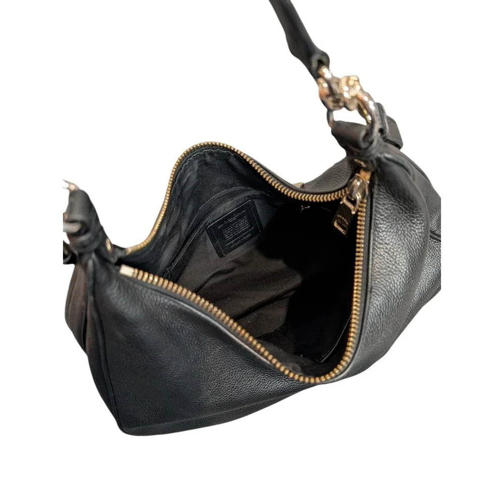 Coach Lexy Black Pebbled Leather Shoulder Bag Crossbody F38259 Gold Hardware